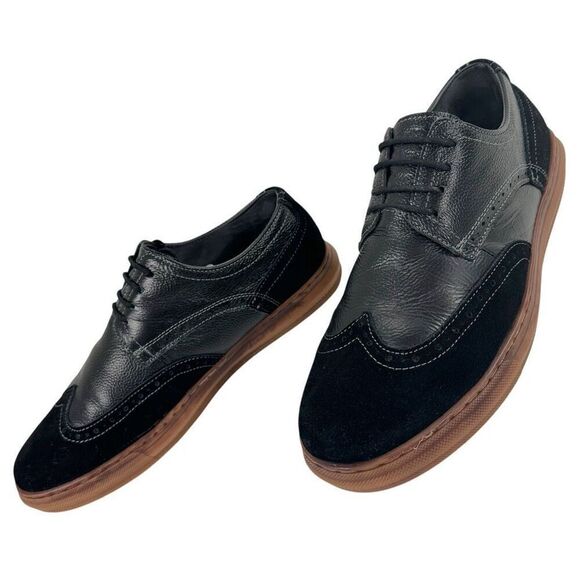 Arkbird Wingtip Black Leather/Suede Oxfords Men’s Size 9 - Picture 2 of 9